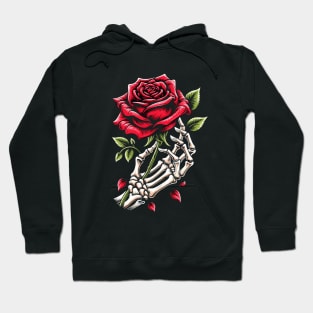 Skeleton Hand Rose Graphic - Gothic Love & Romance Hoodie